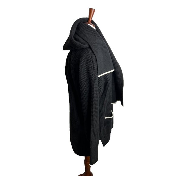 Madewell $198 Merino Wool-Blend Scarf Sweater Jacket Black Size M NT607 - Picture 8 of 10